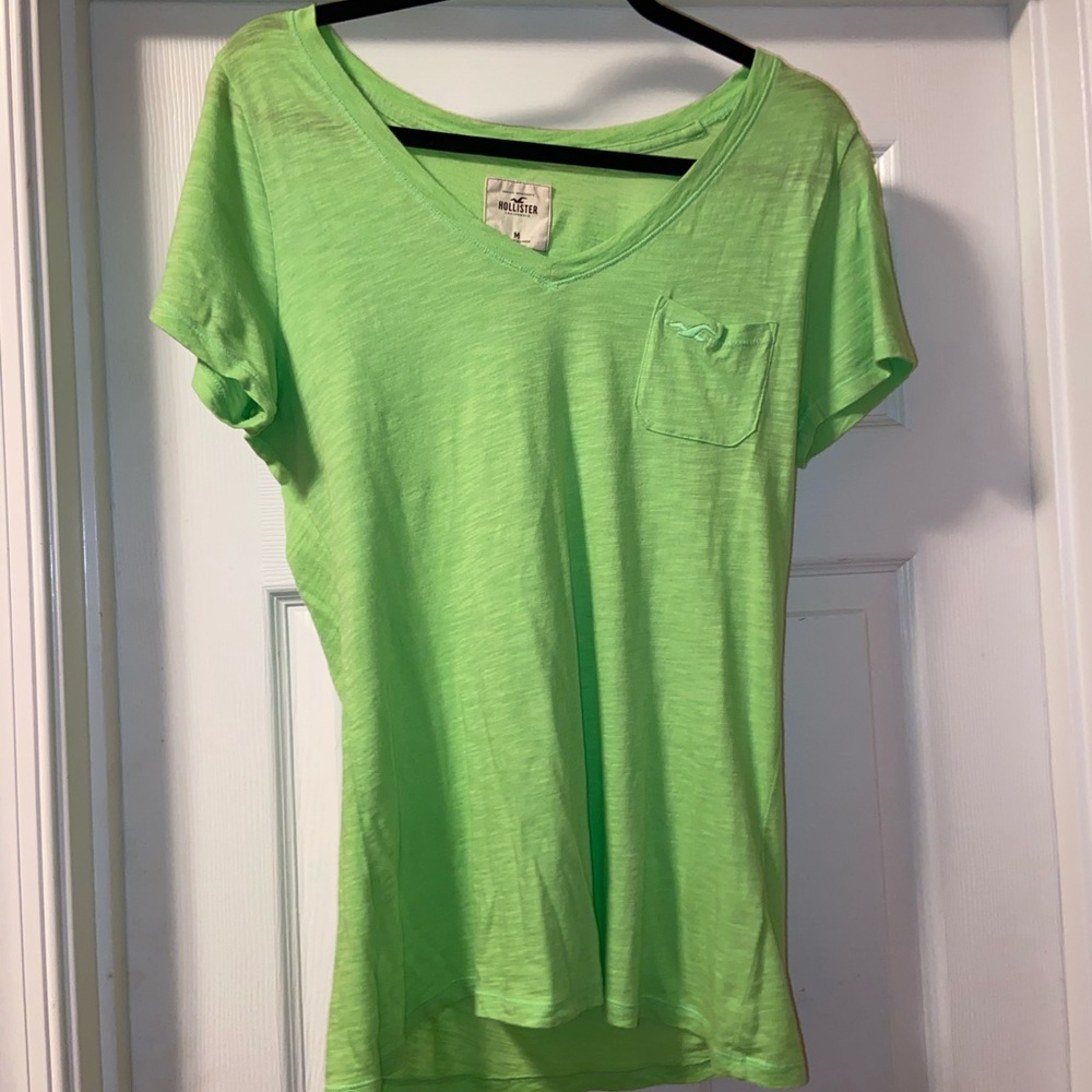 Hollister bright green pocket tee shirt size M